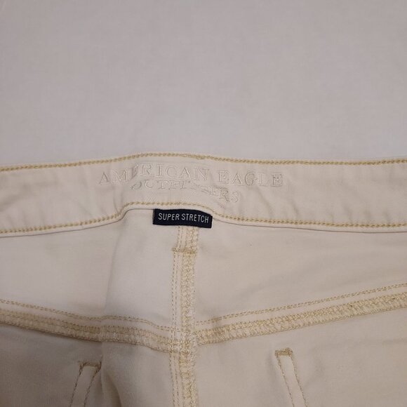 American Eagle Mid Rise Super Distressed Cream Jeggings - Picture 7 of 13